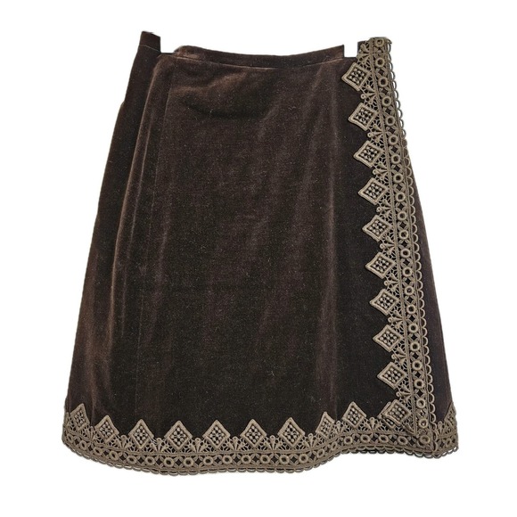 Dresses & Skirts - Vintage Steampunk Whimsigoth Skirt Women 24" Waist Brown Velvet Macrame Lace